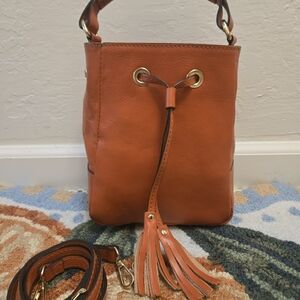 Divina Firenze Orange Leather Bucket Bag